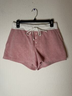 EUC American Eagle S Heathered Red Waffle Knit Lounge Shorts Comfy 3” Inseam